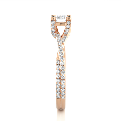 Round Shape Lab Grown Diamond Colorless 14K Solid Gold Ring Gift For Her Birthday