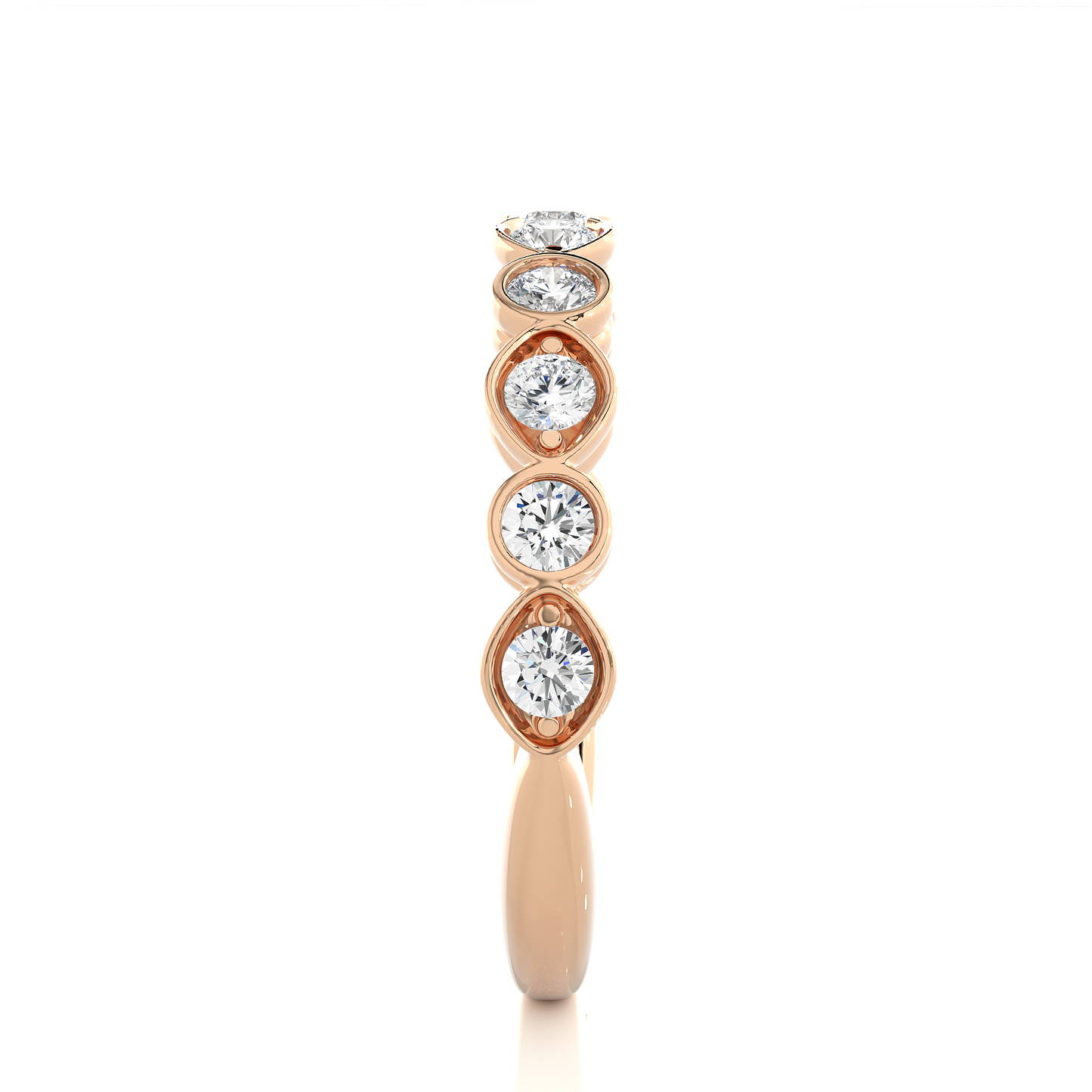 Dainty 10KT Solid Gold Bezel Set Round Shape Diamond Eternity Band Perfect for Daily Wear