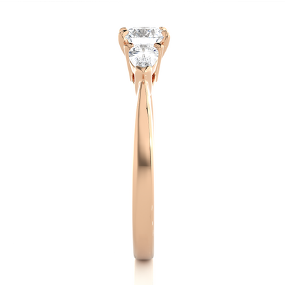 18K Solid Gold Pear cut Lab Grown diamond Three Stone Diamond Ring Gift For Anniversary