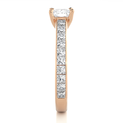 2.12 CT Cushion & Round Cut Lab Grown Diamond Accent Stone in 14k Gold Perfect Gift for Anyone Diamond Ring