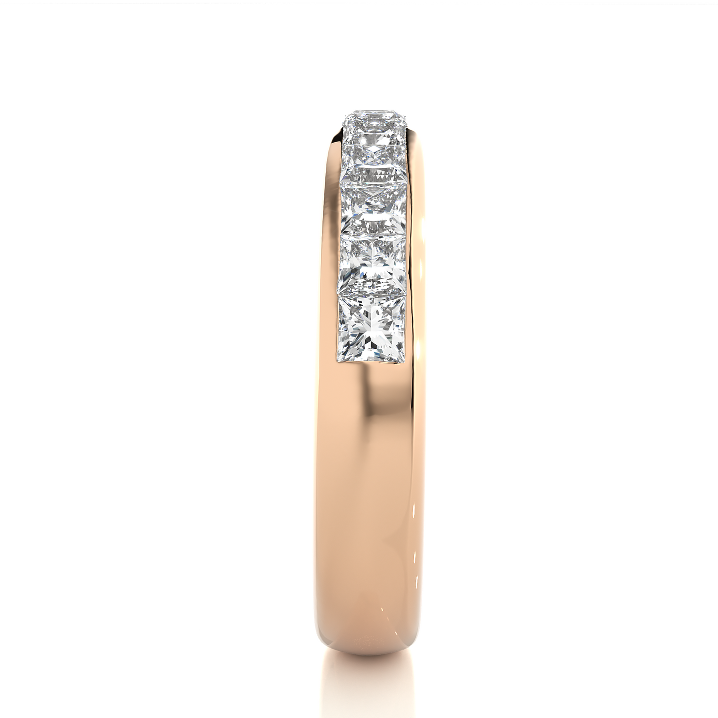 Princess Cut Half Eternity Band In 18K Solid Gold Elegant And Timeless Ring For Her