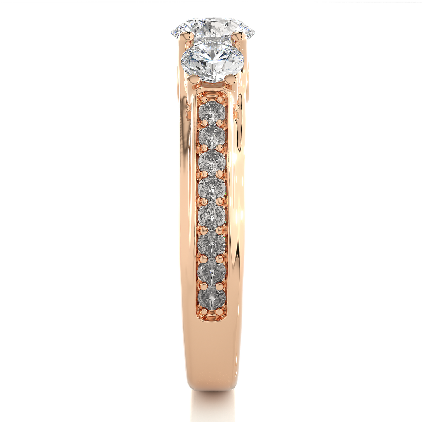 1.70 CT Three Stone And Pave and Side Stones  Wedding Lab Grown Diamond Ring , Accented Best Gift  For Her