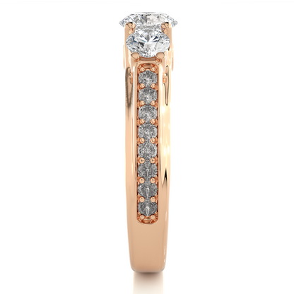 1.70 CT Three Stone And Pave and Side Stones  Wedding Lab Grown Diamond Ring , Accented Best Gift  For Her