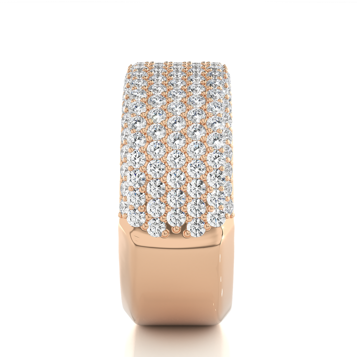 14K Gold Round Cut Diamond 5-Row Pave Gold Eternity Band Ring For Women's