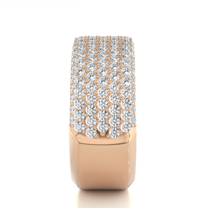 14K Gold Round Cut Diamond 5-Row Pave Gold Eternity Band Ring For Women's