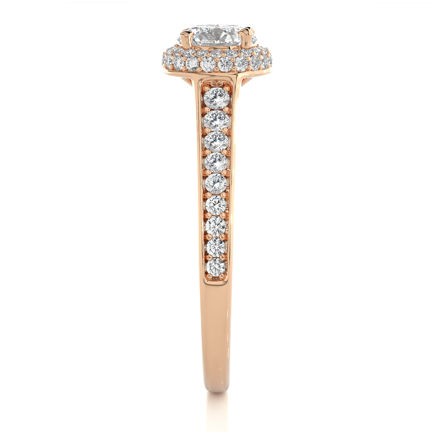 14k Solid Rose Gold Round Shape Lab Grown Diamond Accented Ring very elegant For engagement