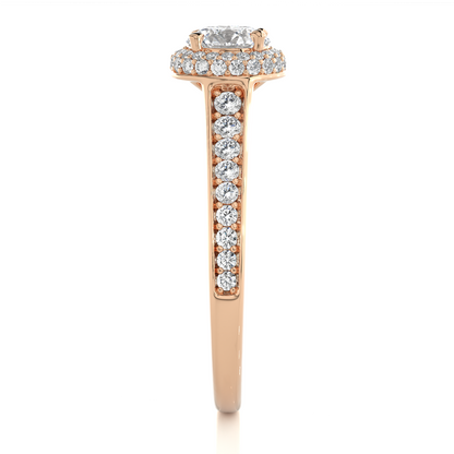 14k Solid Rose Gold Round Shape Lab Grown Diamond Accented Ring very elegant For engagement