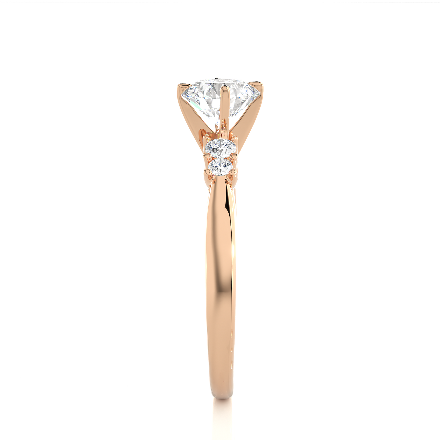 6 Stone Round Cut Lab grown Diamond 18k Solid Gold  Engagement Ring ,Perfect for Your