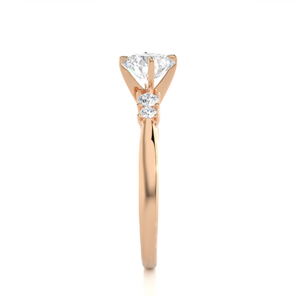 6 Stone Round Cut Lab grown Diamond 18k Solid Gold  Engagement Ring ,Perfect for Your