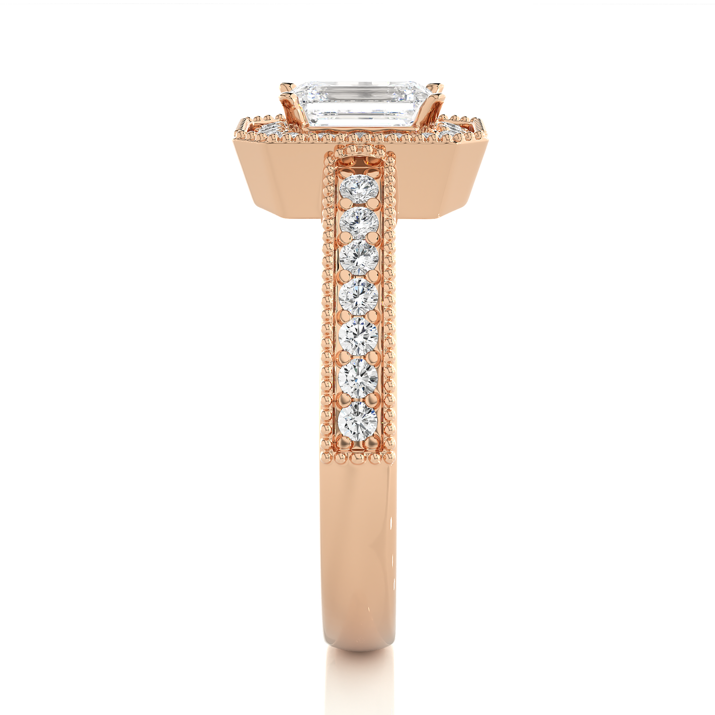 1.06 CT emerald and round cut lab grown diamond wedding ring in a dazzling  new look