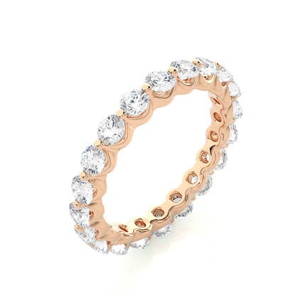 2.03 CT Channel Set Round Cut Lab Grown & Natural Diamond  Colorless Engagement Ring, With 14K Solid White Gold
