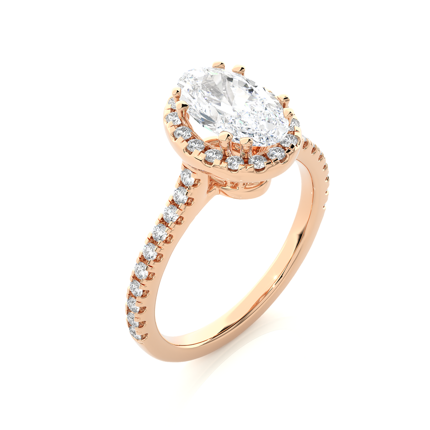 1.26 CT ,14k solid Rose Gold Oval And Round Cut Lab Grown Diamond ring in every occasion wear