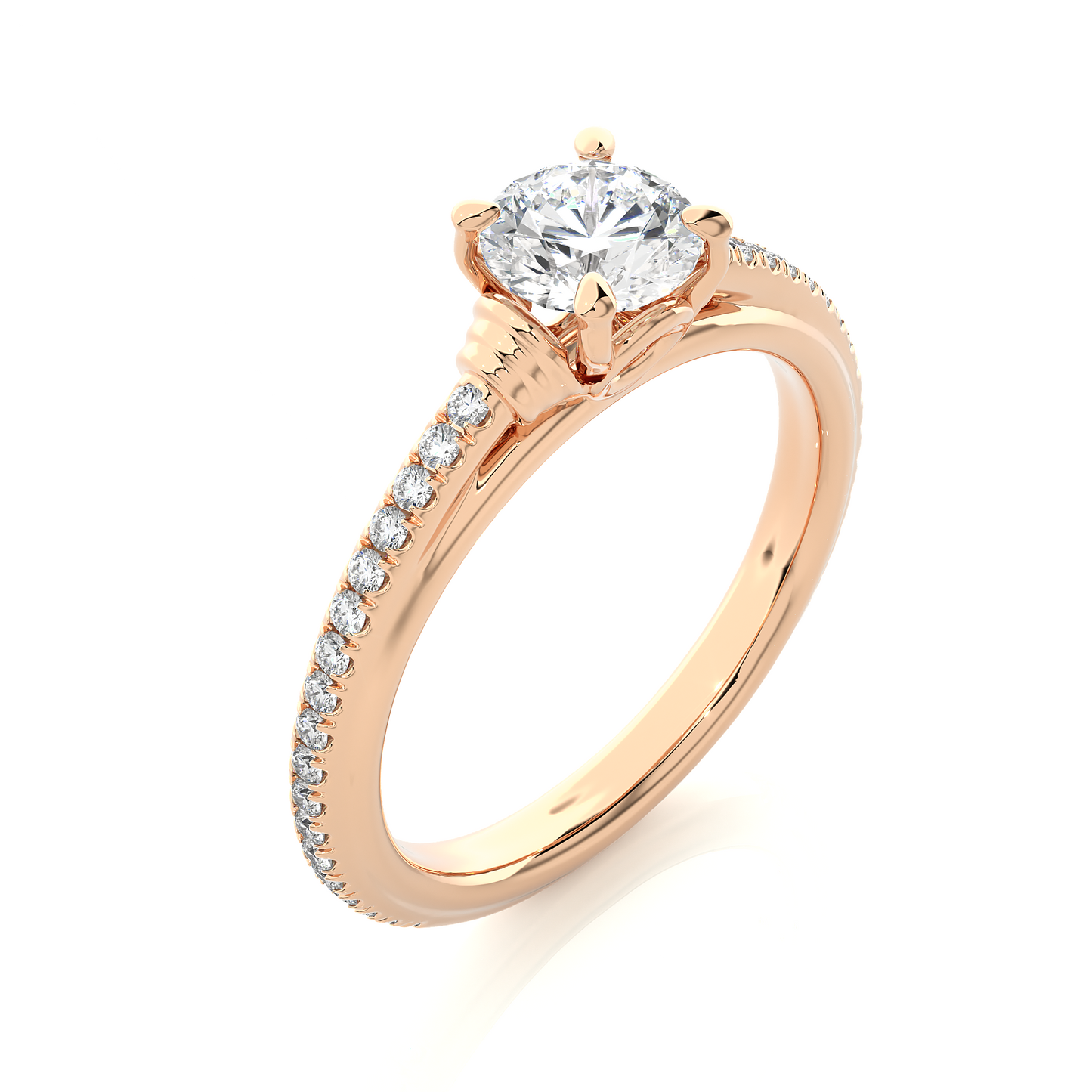 1.26 CT Lab grown  Round Diamond Ring For Wedding, Center Diamond With Accent Detailing Perfect Gift For Her