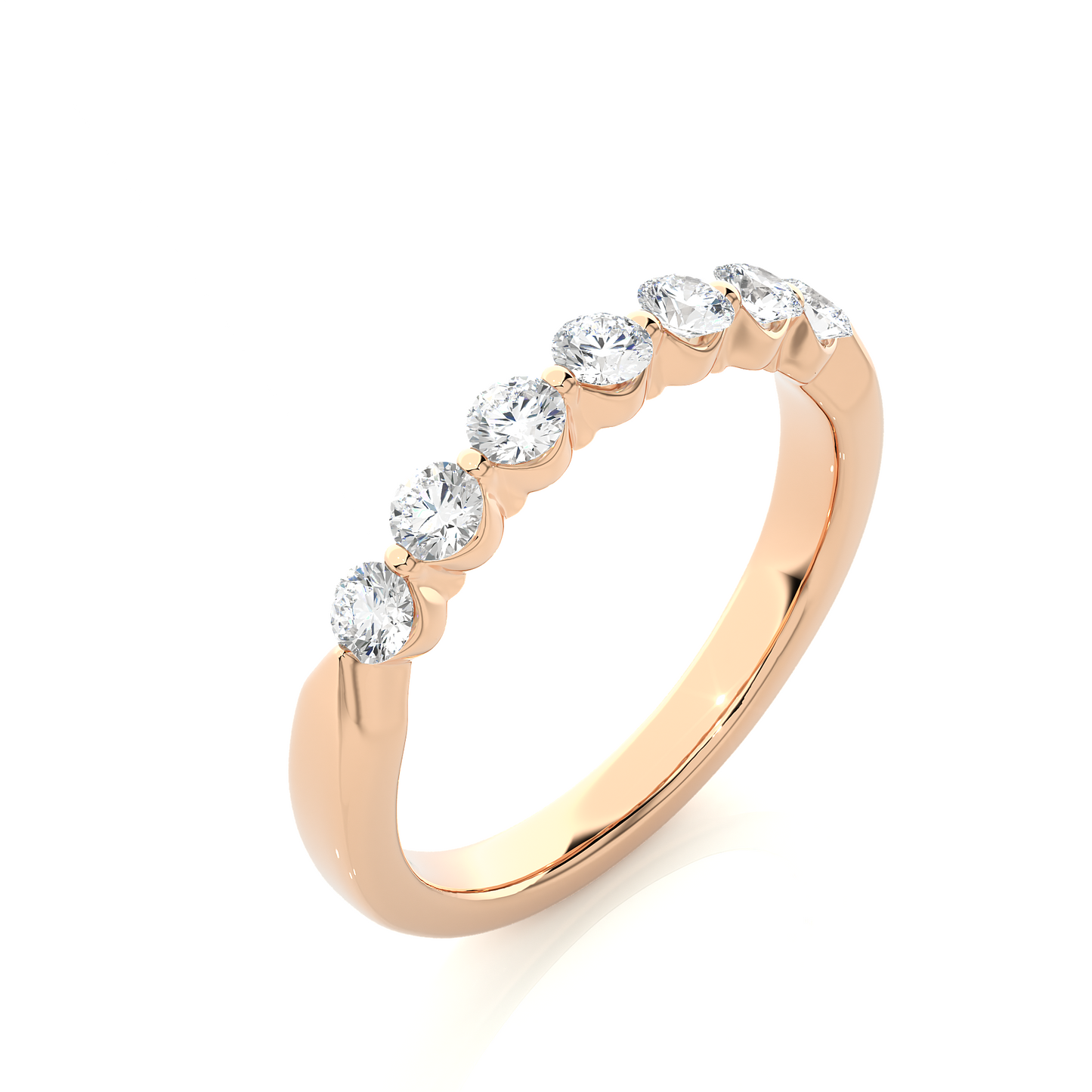 Timeless Shared Prong Diamond Eternity Band In 18K Solid Gold  Bridal Wedding Ring Set