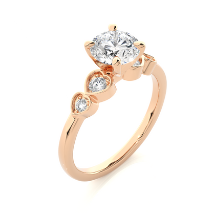 1.21 Carat Handcrafted Round Cut Lab Grown Diamond Ring With 14k solid gold Accent Ring for her