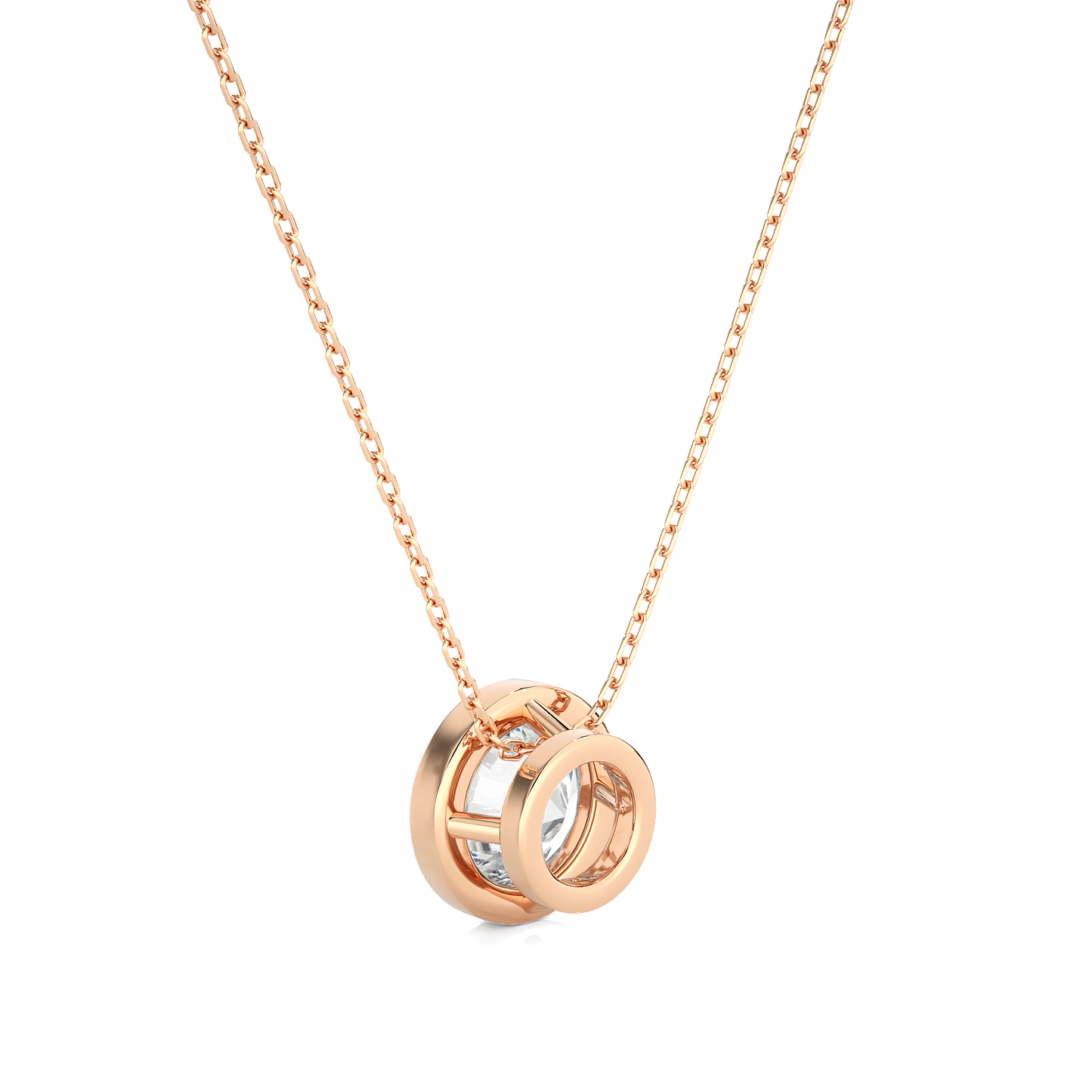 1.08 CT Labgrown Diamond Solitaire Pendant Round Bezel-Set Necklace for Women's