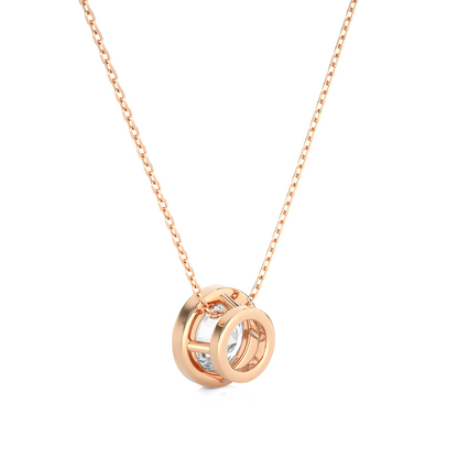 1.08 CT Labgrown Diamond Solitaire Pendant Round Bezel-Set Necklace for Women's
