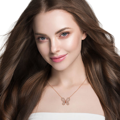 14K Solid Gold Butterfly Pendant with 0.31 CT Lab-Grown Diamonds Delicate Minimalist Jewelry
