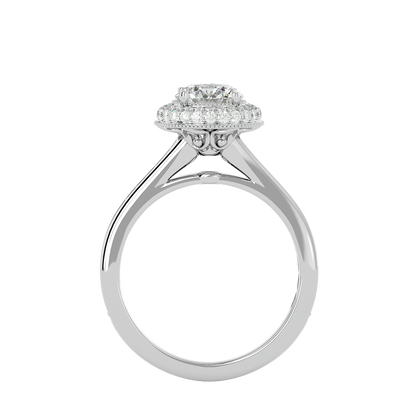 1.59 Ct Round Cut Lab grown Solitaire Ring With Round Accent,14K Solid Gold Hidden Halo Wedding Ring for  gifted