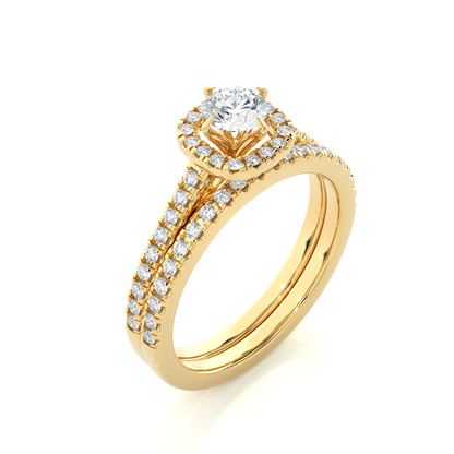 14K Solid Gold Round Shape Diamond Ring, Handmade Accented Perfect Promise Ring for Your Special Person