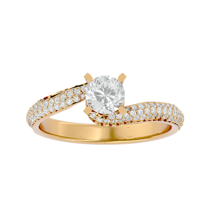 14k Solid Gold Round Shape Lab Grown Diamond Colorless Lab Diamond Ring Perfect Gift For Her