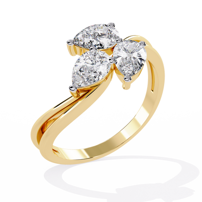 1.06CT Pear Cut Lab Grown Diamond Delicate Sparkling Three Stone Ring Gift For Her