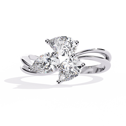 1.06CT Pear Cut Lab Grown Diamond Delicate Sparkling Three Stone Ring Gift For Her