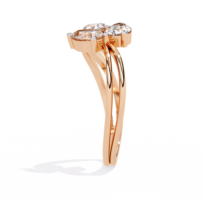 1.06CT Pear Cut Lab Grown Diamond Delicate Sparkling Three Stone Ring Gift For Her