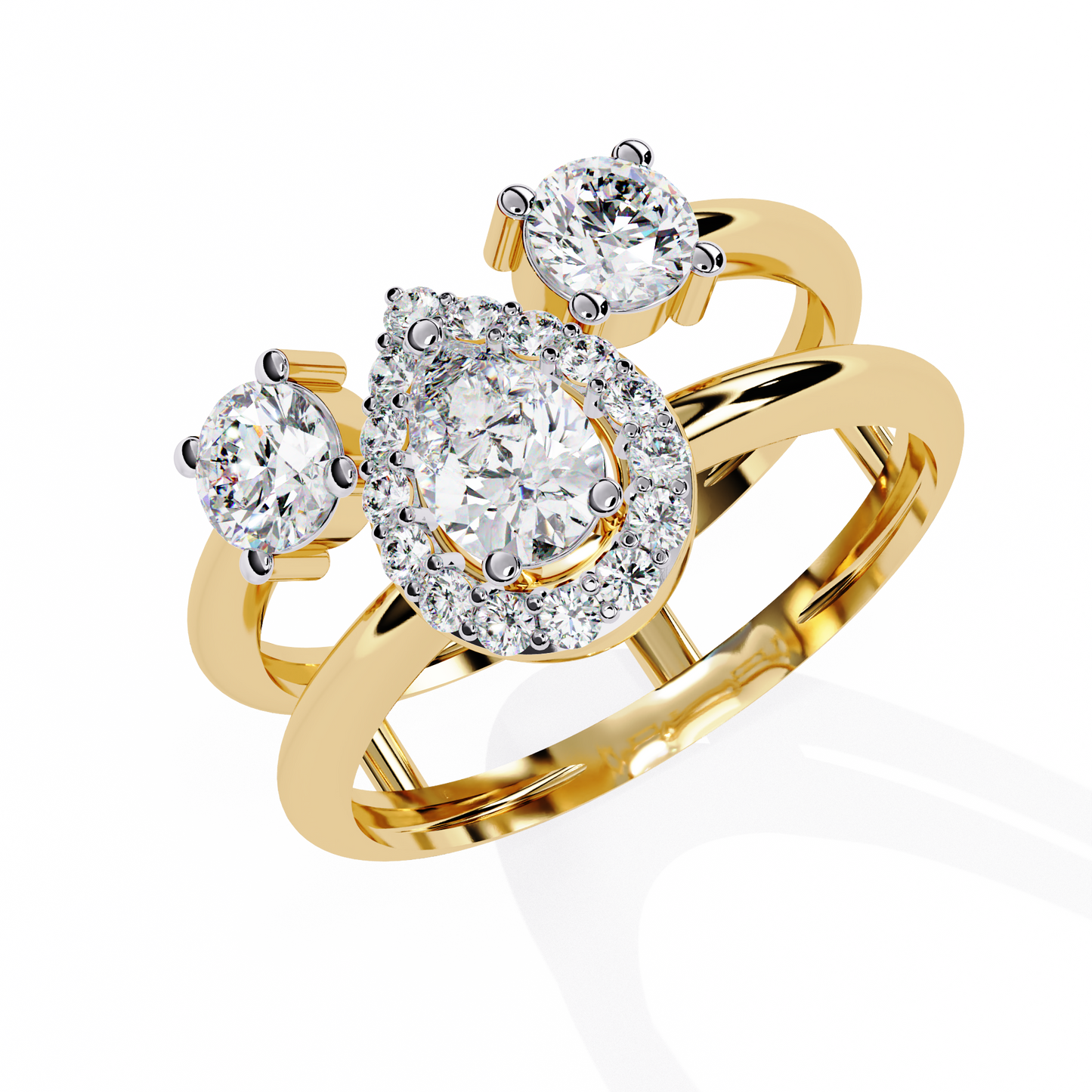 14k Yellow Gold Pear And Round Cut Lab Grown Diamond Classic Dainty Vintage Annivrasry Ring Gift For Her