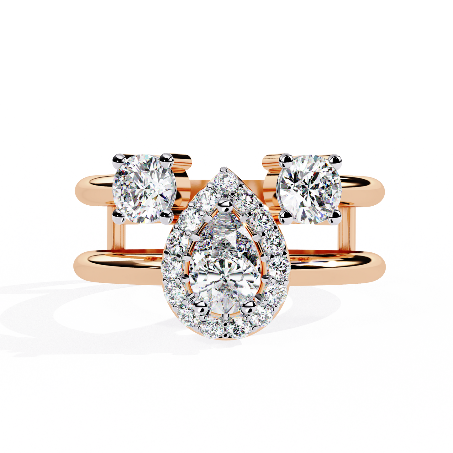 14k Yellow Gold Pear And Round Cut Lab Grown Diamond Classic Dainty Vintage Annivrasry Ring Gift For Her