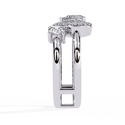 14k Yellow Gold Pear And Round Cut Lab Grown Diamond Classic Dainty Vintage Annivrasry Ring Gift For Her