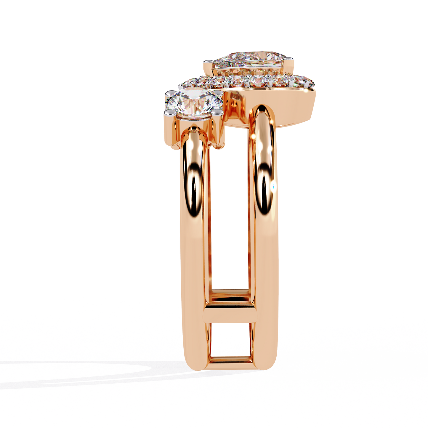 14k Yellow Gold Pear And Round Cut Lab Grown Diamond Classic Dainty Vintage Annivrasry Ring Gift For Her