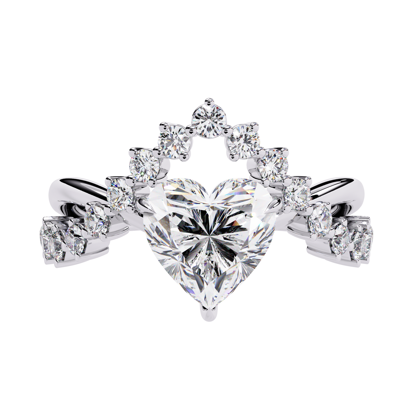 Solitaire 2.62Ct Heart and Round Cut Diamond Antique Vintage Heart Crown Stunning Ring For Women's