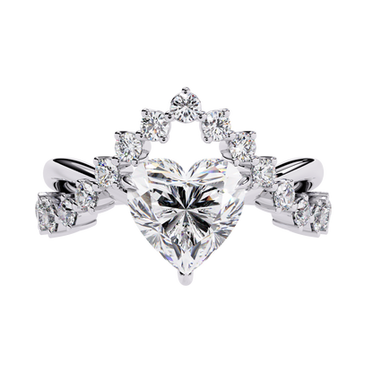 Solitaire 2.62Ct Heart and Round Cut Diamond Antique Vintage Heart Crown Stunning Ring For Women's