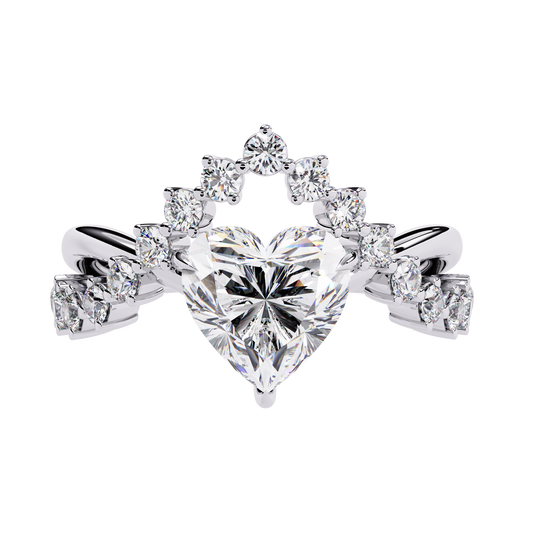 Solitaire 2.62Ct Heart and Round Cut Diamond Antique Vintage Heart Crown Stunning Ring For Women's