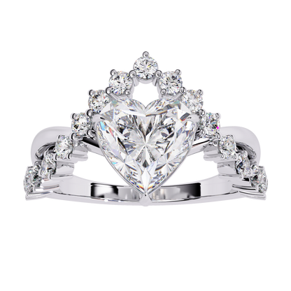 Solitaire 2.62Ct Heart and Round Cut Diamond Antique Vintage Heart Crown Stunning Ring For Women's