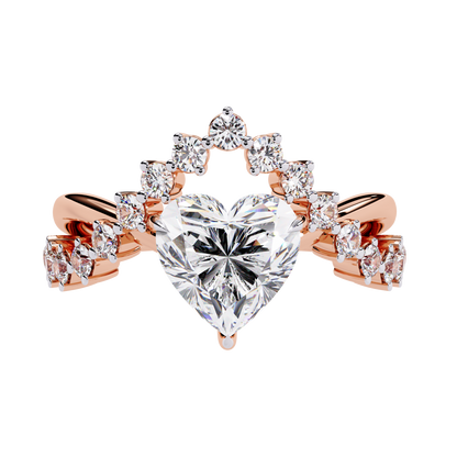 Solitaire 2.62Ct Heart and Round Cut Diamond Antique Vintage Heart Crown Stunning Ring For Women's
