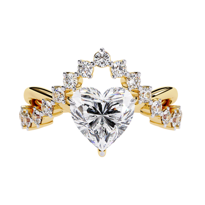 Solitaire 2.62Ct Heart and Round Cut Diamond Antique Vintage Heart Crown Stunning Ring For Women's