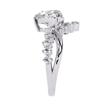 Solitaire 2.62Ct Heart and Round Cut Diamond Antique Vintage Heart Crown Stunning Ring For Women's