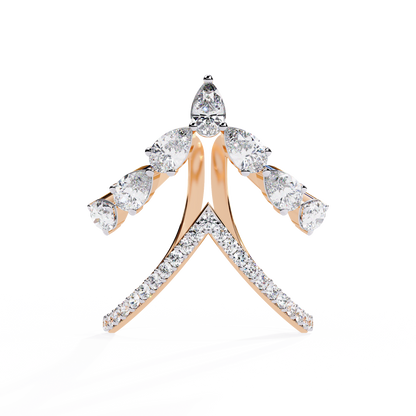 1.42Ct Pear And Round Cut Diamond Antique Inspired Two Row Cluster Vintage Classic Engagement Ring