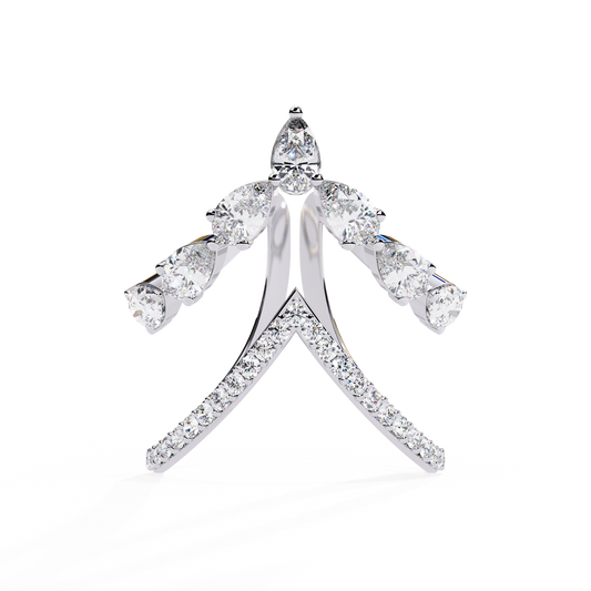 1.42Ct Pear And Round Cut Diamond Antique Inspired Two Row Cluster Vintage Classic Engagement Ring