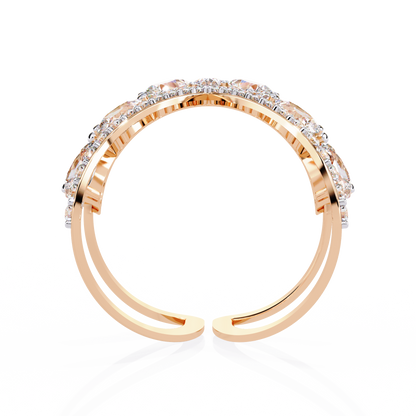 1.42Ct Pear And Round Cut Diamond Antique Inspired Two Row Cluster Vintage Classic Engagement Ring