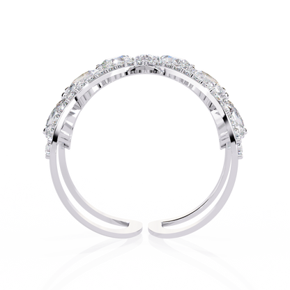 1.42Ct Pear And Round Cut Diamond Antique Inspired Two Row Cluster Vintage Classic Engagement Ring