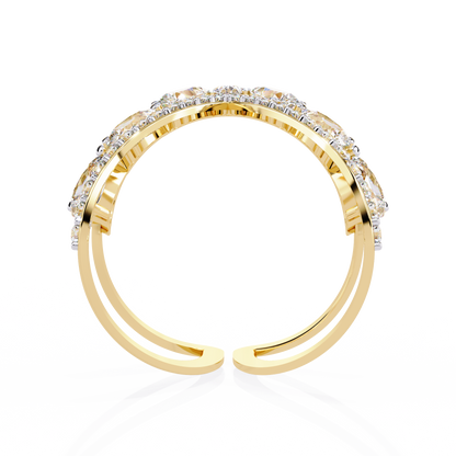 1.42Ct Pear And Round Cut Diamond Antique Inspired Two Row Cluster Vintage Classic Engagement Ring