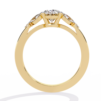 1.37Ct Oval, Marquise and Round Cut Lab Grown Triple Diamond Art Deco Delicate Vintage Stackable Ring
