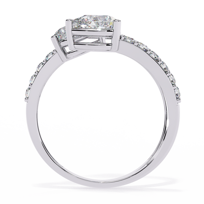 1.34Ct Pear And Round Cut Diamond Bypass Stunning Vintage Inspired Elegant Open Ring Gift For Women's