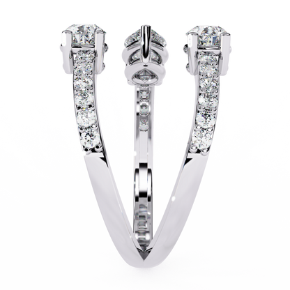 1.34Ct Pear And Round Cut Diamond Bypass Stunning Vintage Inspired Elegant Open Ring Gift For Women's