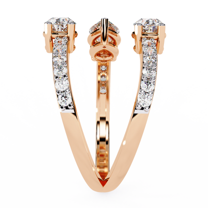 1.34Ct Pear And Round Cut Diamond Bypass Stunning Vintage Inspired Elegant Open Ring Gift For Women's