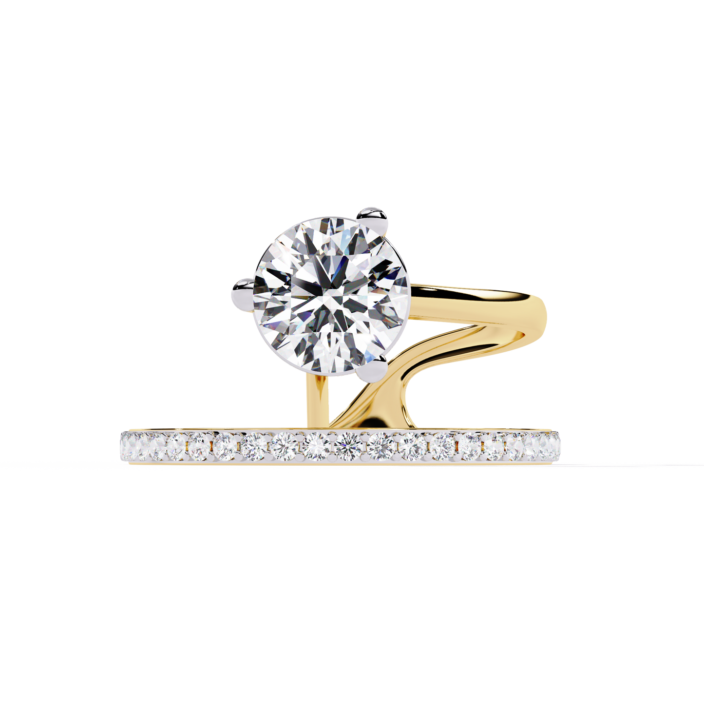 10k Solid White Gold 1.51Ct Round Cut Diamond Dainty Split Minimalist Party Wear Ring For Her