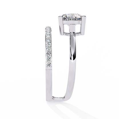 10k Solid White Gold 1.51Ct Round Cut Diamond Dainty Split Minimalist Party Wear Ring For Her
